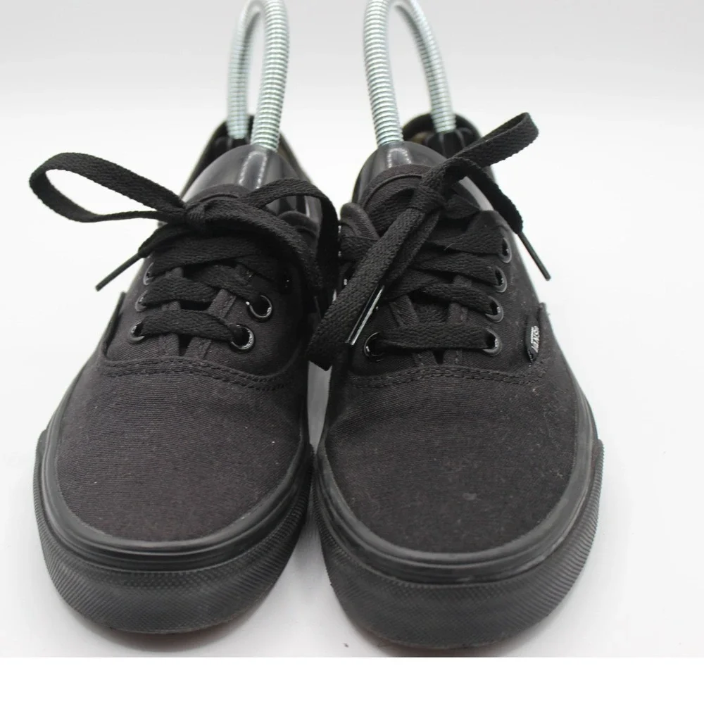 Vans Authentic Black Black Canvas Low Top Skate Shoes Mens 3.5 Womens 5.0 508731